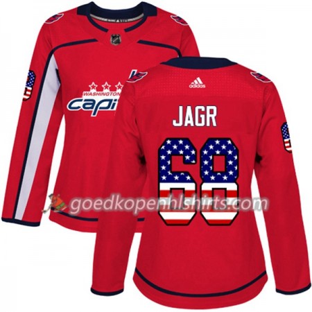 Washington Capitals Jaromir Jagr 68 Adidas 2017-2018 Rood USA Flag Fashion Authentic Shirt - Dames